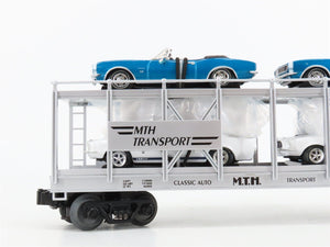 O27 3-Rail MTH RailKing 30-7666 Auto Carrier #5757 w/ Ertl '67 Camaro & Shelby