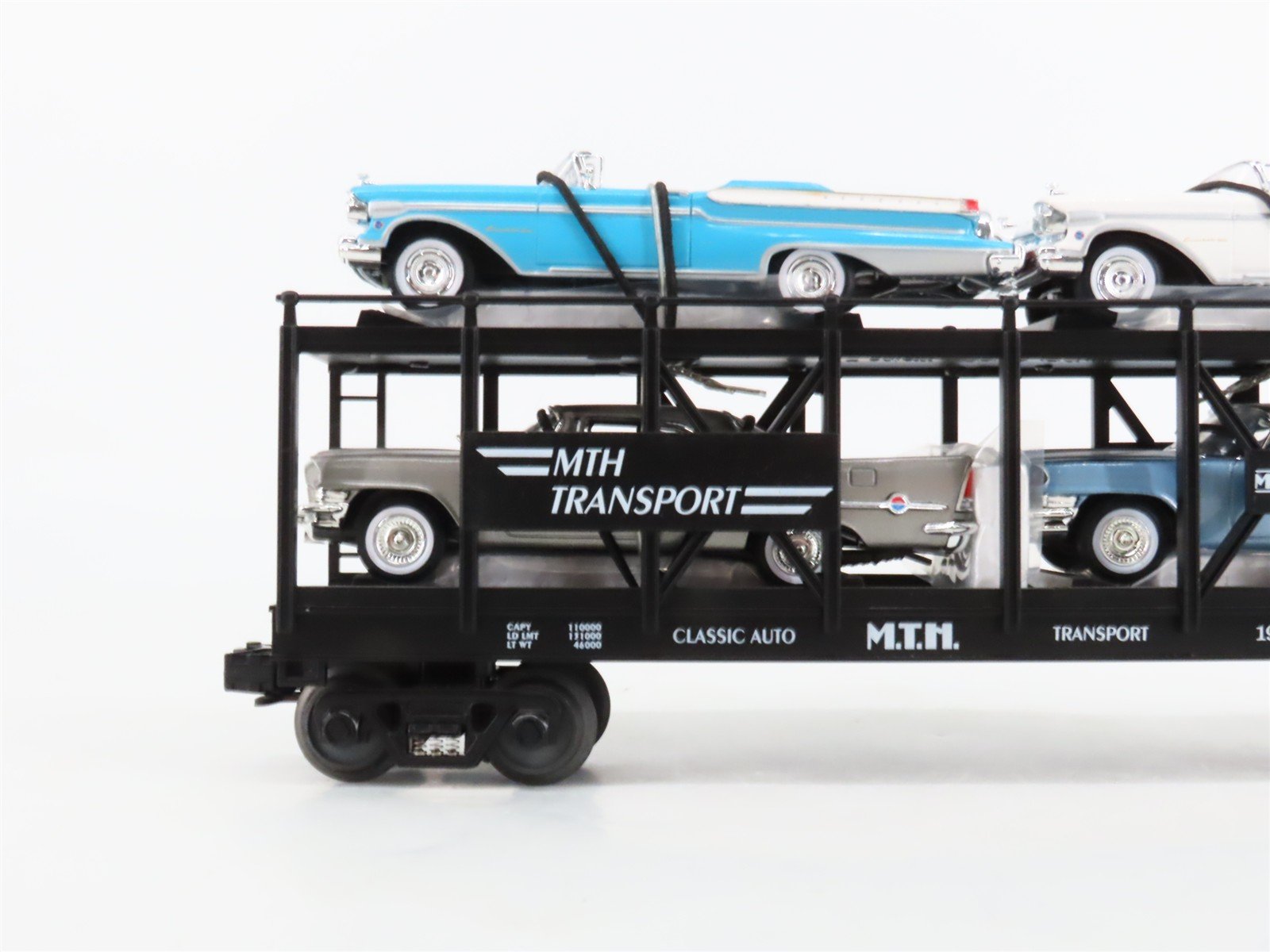 O27 3-Rail MTH RailKing 30-7676 Auto Carrier #1957 w/Ertl '57 Chrysler & Mercury