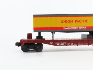 O27 Gauge 3-Rail MTH RailKing 30-7632 UP TOFC Flat Car #53007 w/ Trailer