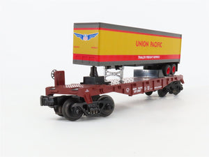 O27 Gauge 3-Rail MTH RailKing 30-7632 UP TOFC Flat Car #53007 w/ Trailer