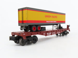 O27 Gauge 3-Rail MTH RailKing 30-7632 UP TOFC Flat Car #53007 w/ Trailer
