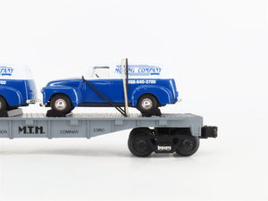 O27 Gauge 3-Rail MTH RailKing 30-7647 Flat Car #1950 w/ Ertl '50 Panel Vans