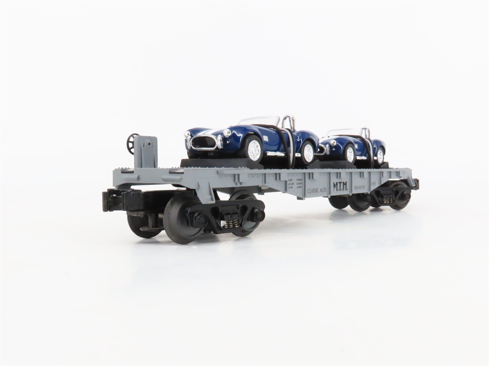 O27 Gauge 3-Rail MTH RailKing 30-7660 Flat Car #1965 w/ Ertl '65 Shelby Cobras