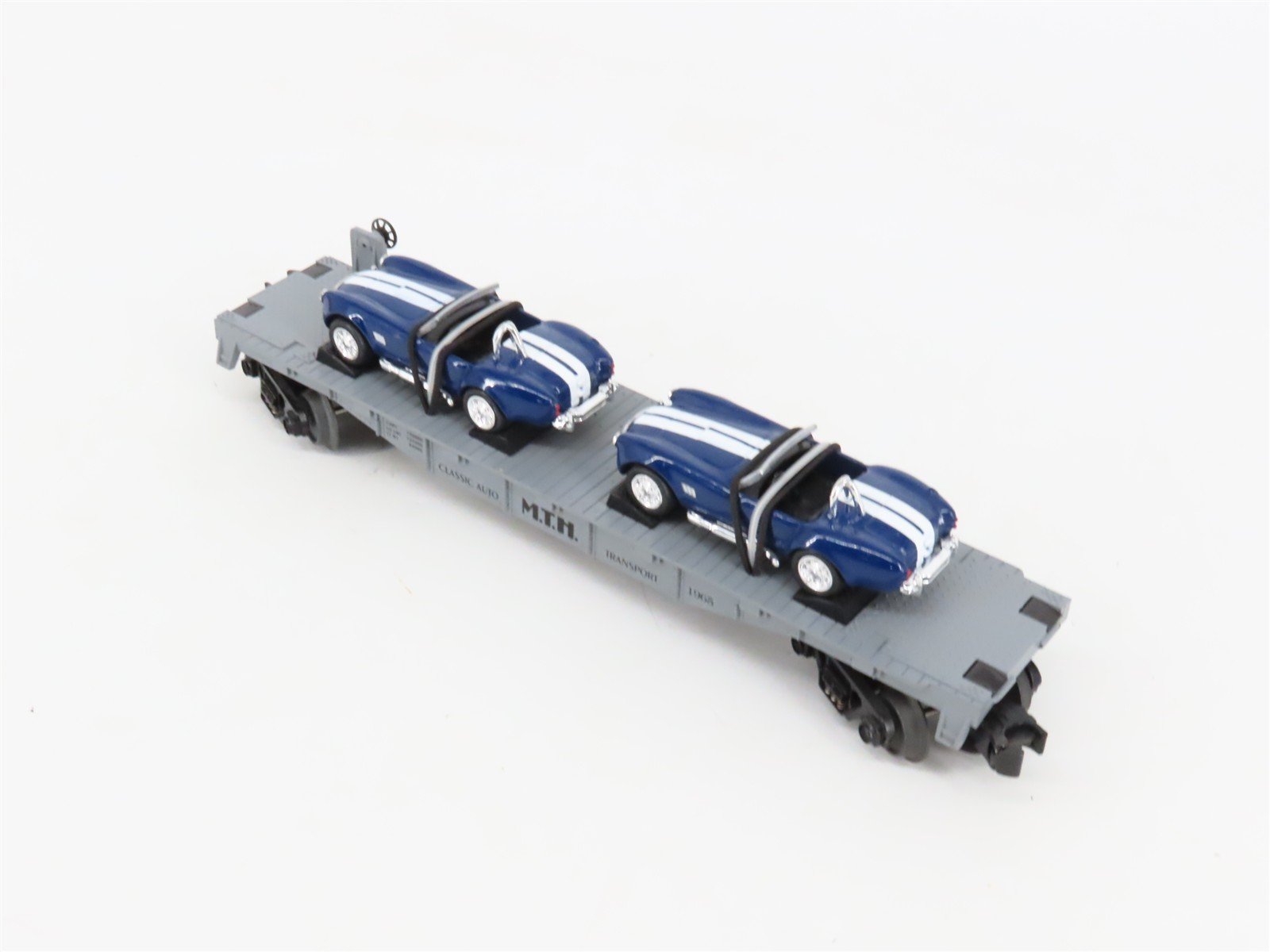 O27 Gauge 3-Rail MTH RailKing 30-7660 Flat Car #1965 w/ Ertl '65 Shelby Cobras