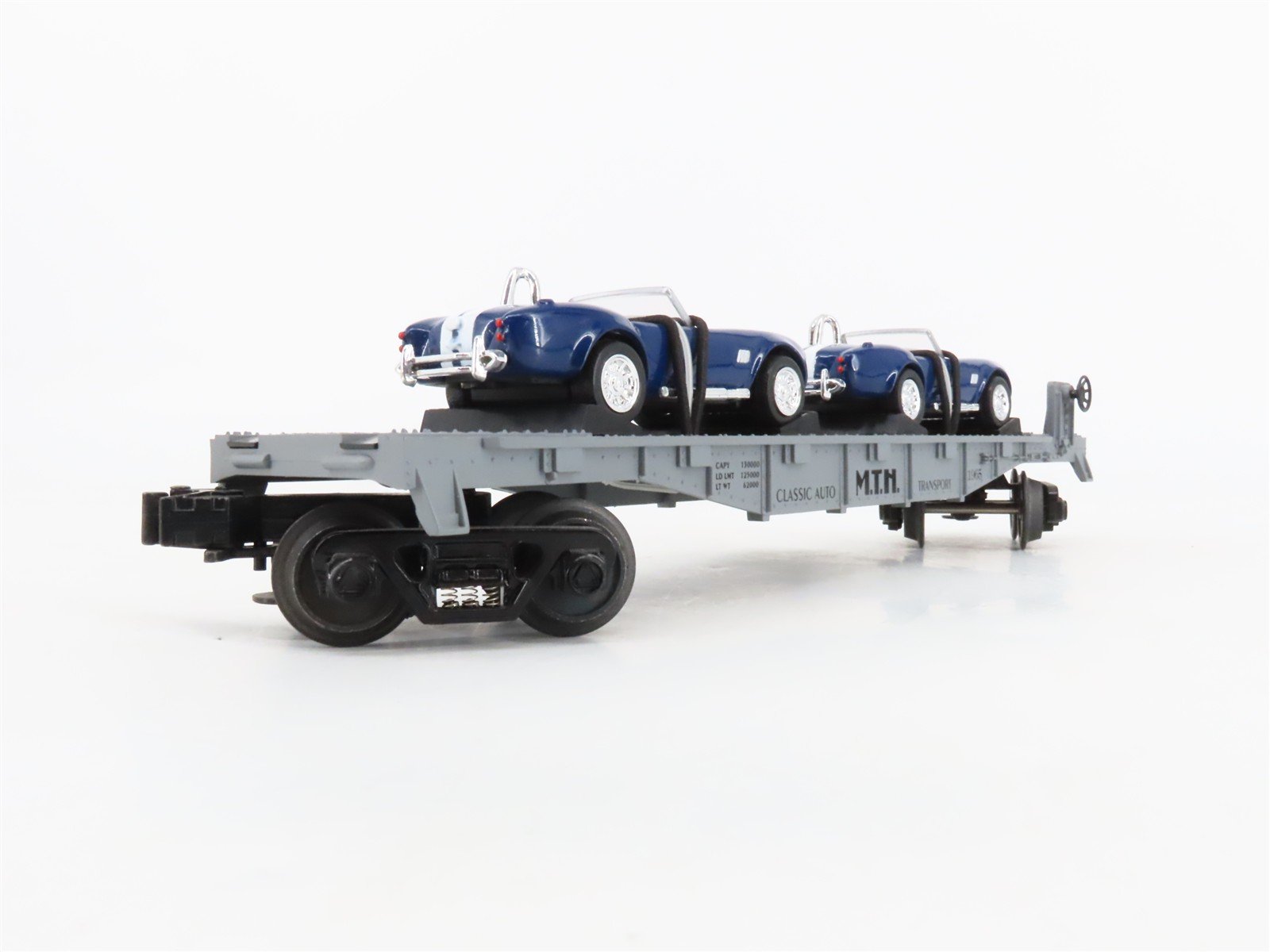 O27 Gauge 3-Rail MTH RailKing 30-7660 Flat Car #1965 w/ Ertl '65 Shelby Cobras