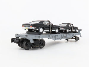O27 Gauge 3-Rail MTH RailKing 30-7661 Flat Car #1970 w/ Ertl '70 Chevy Novas