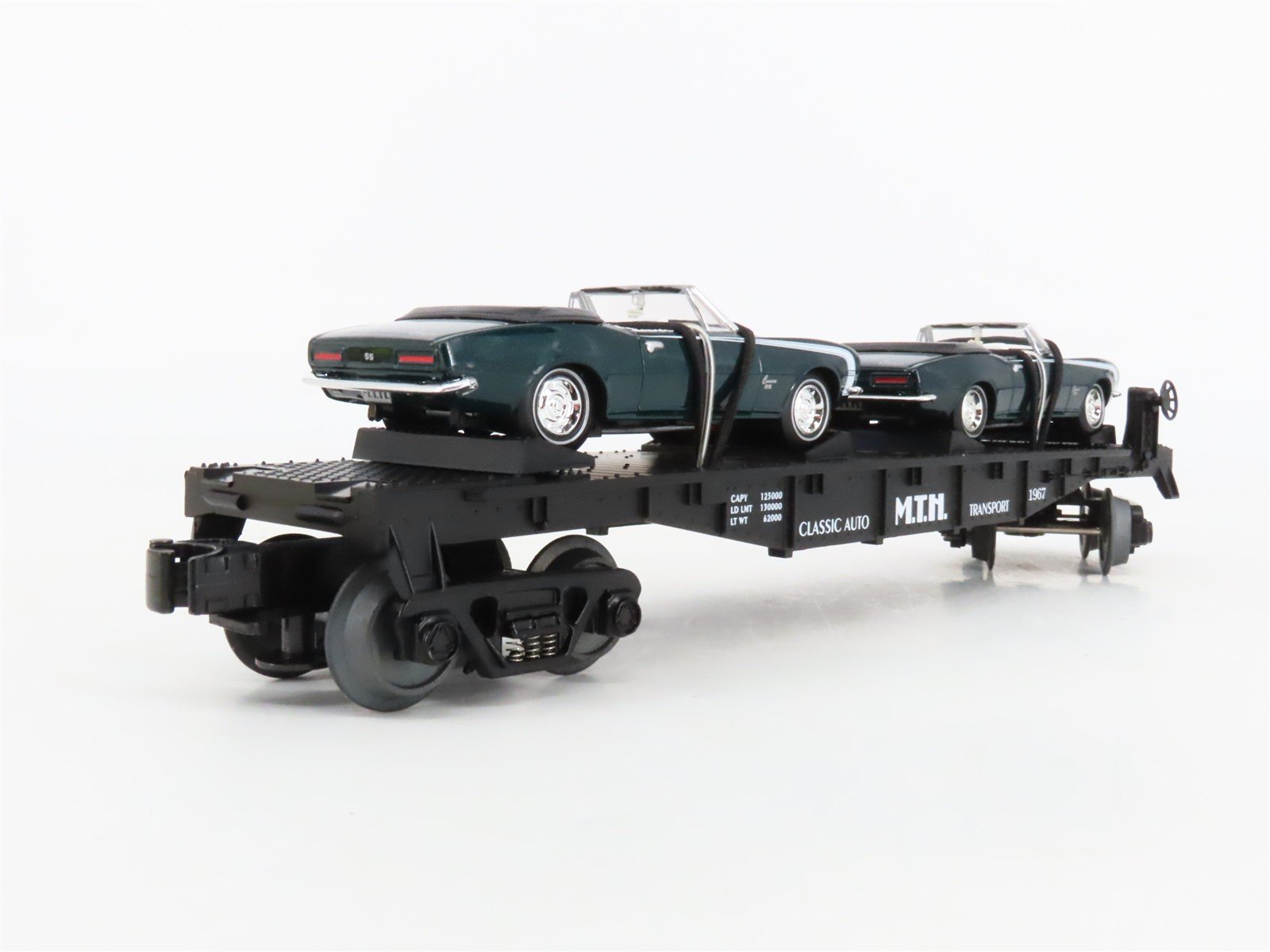 O27 Gauge 3-Rail MTH RailKing 30-7670 Flat Car #1967 w/ Ertl '67 Camaros