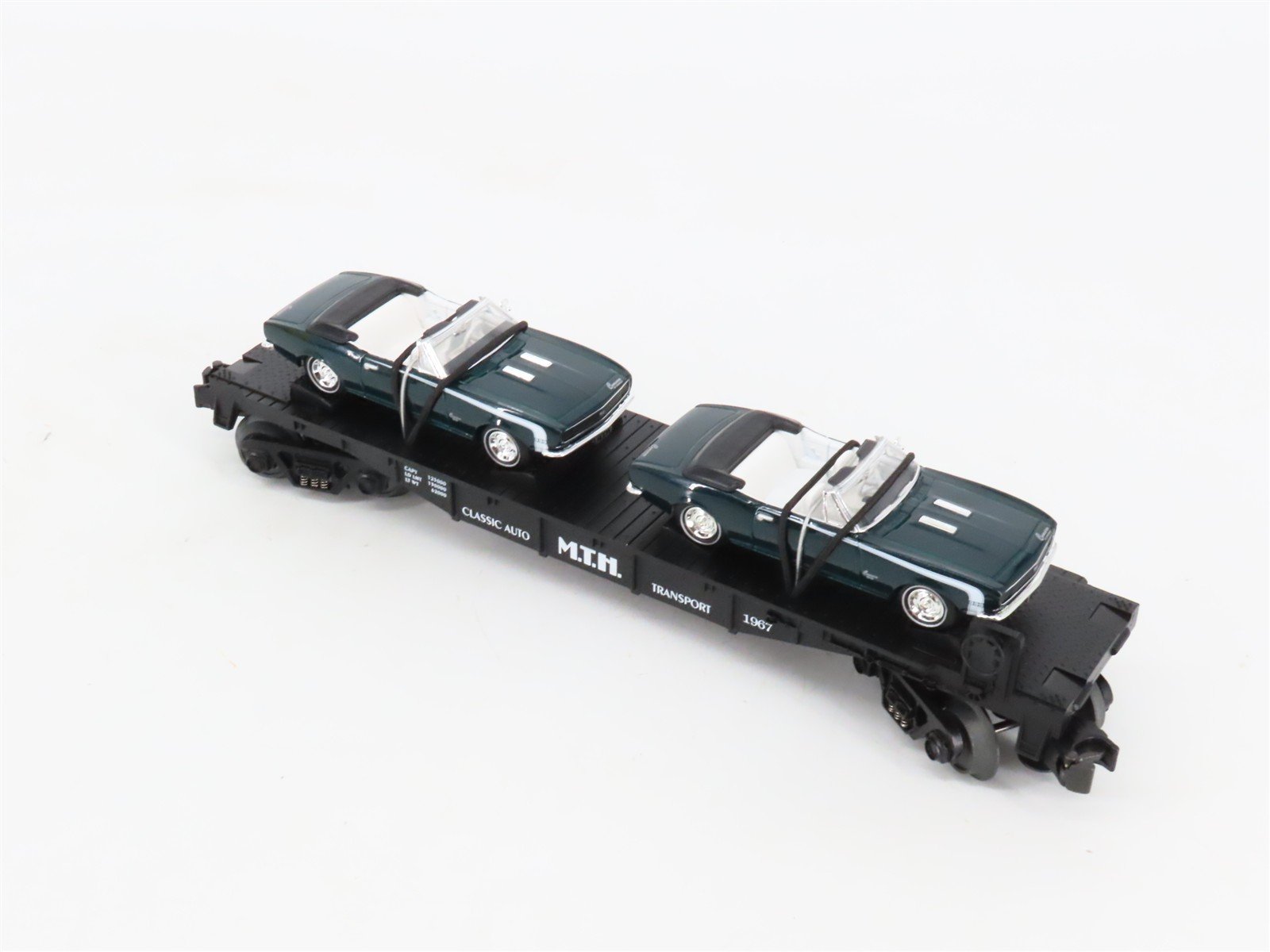 O27 Gauge 3-Rail MTH RailKing 30-7670 Flat Car #1967 w/ Ertl '67 Camaros