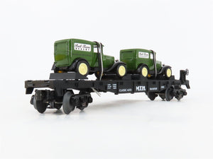 O27 Gauge 3-Rail MTH RailKing 30-7671 Flat Car #1930 w/ Ertl '30 Panel Vans