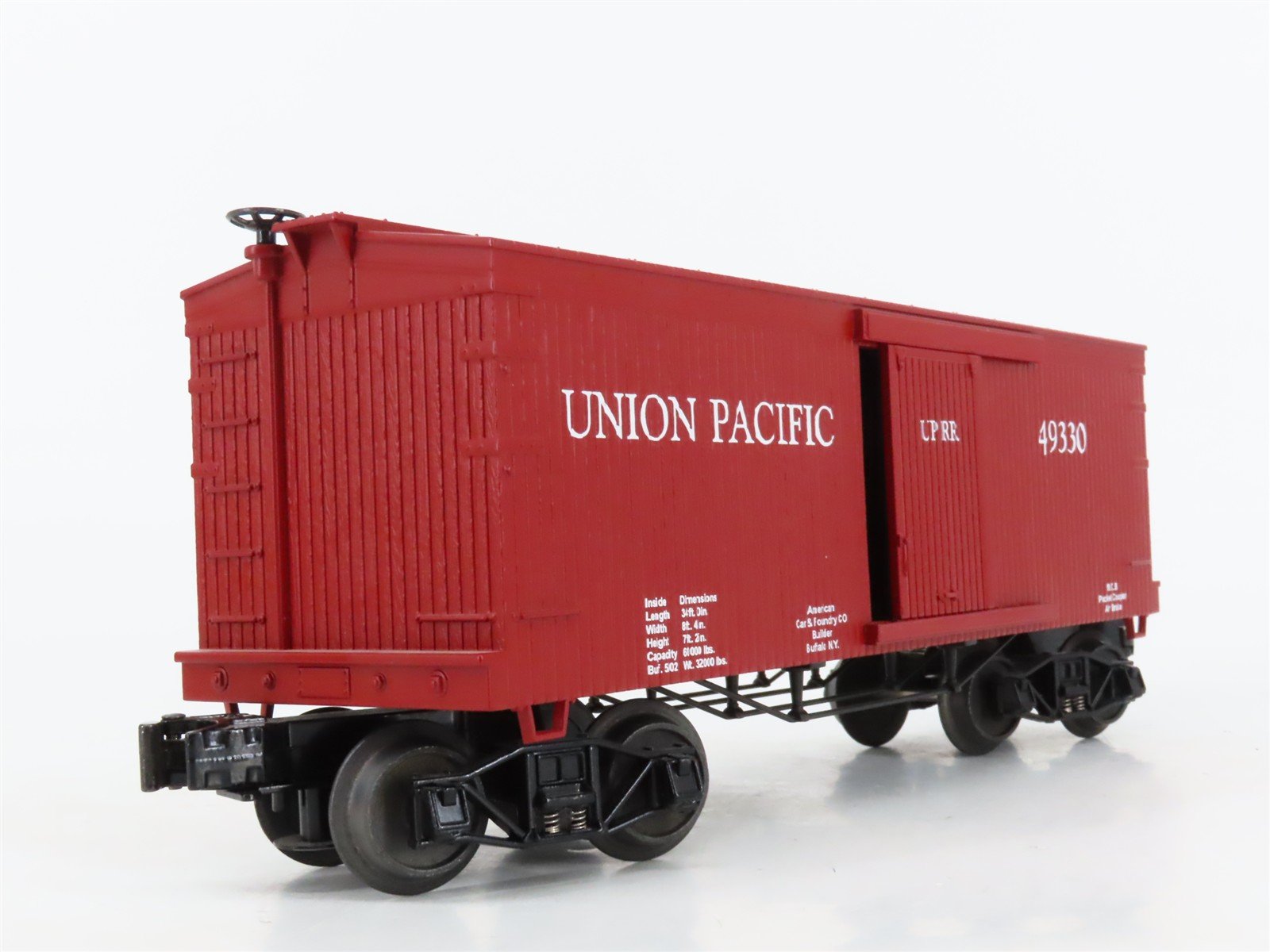 O27 3-Rail MTH RailKing 30-7497 UP Union Pacific 34' 19th Century Box Car #49330