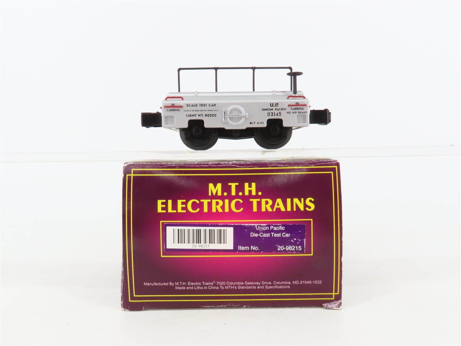 O Gauge 3-Rail MTH Die-Cast 20-98215 UP Union Pacific Scale Test Car #03145