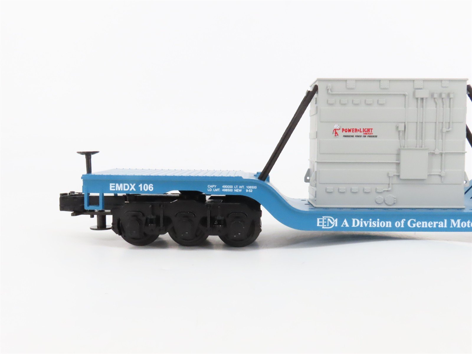 O27 3-Rail MTH RailKing 30-7012E EMDX Depressed Center Flat Car #106 w/ Load