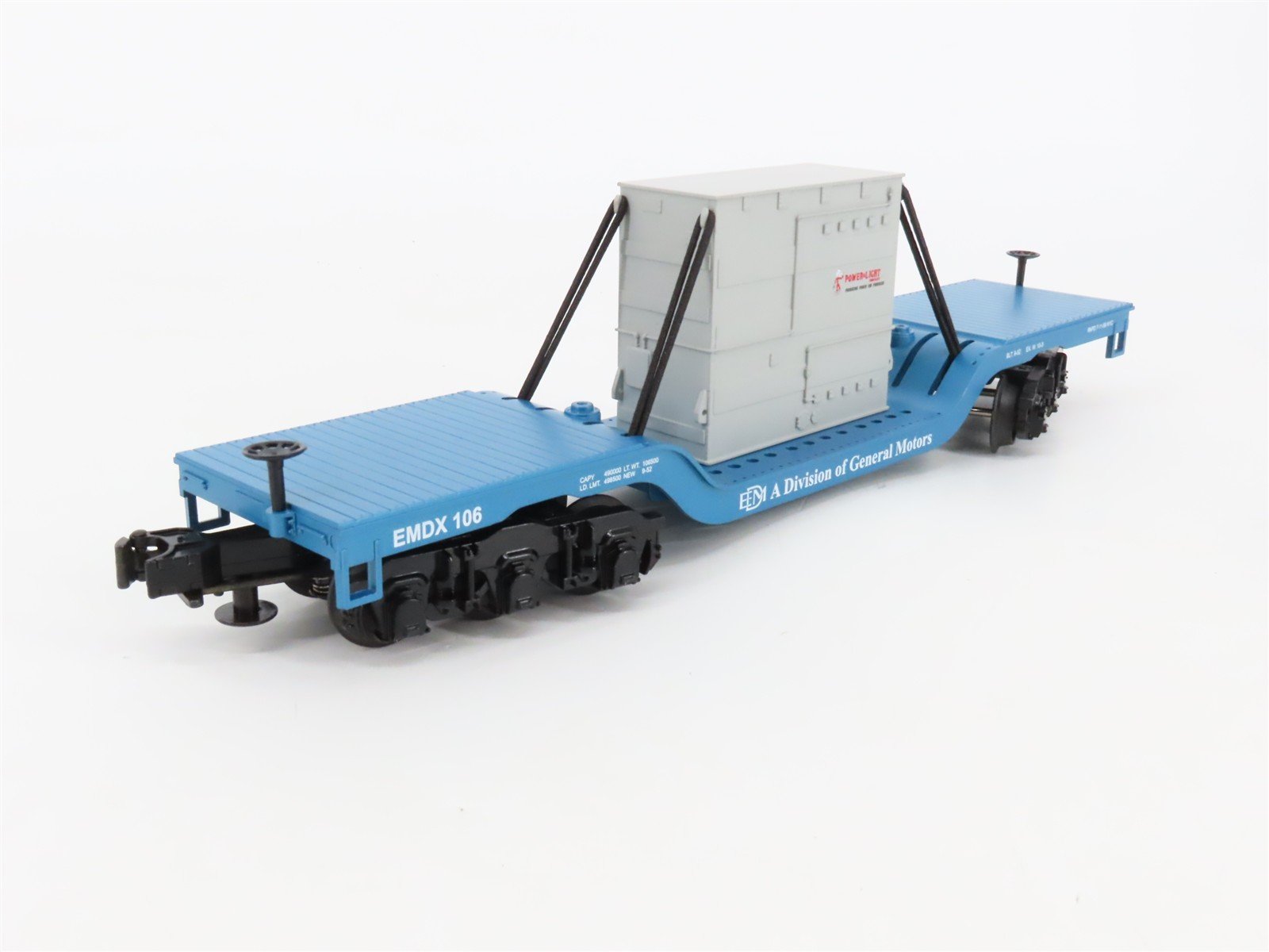 O27 3-Rail MTH RailKing 30-7012E EMDX Depressed Center Flat Car #106 w/ Load