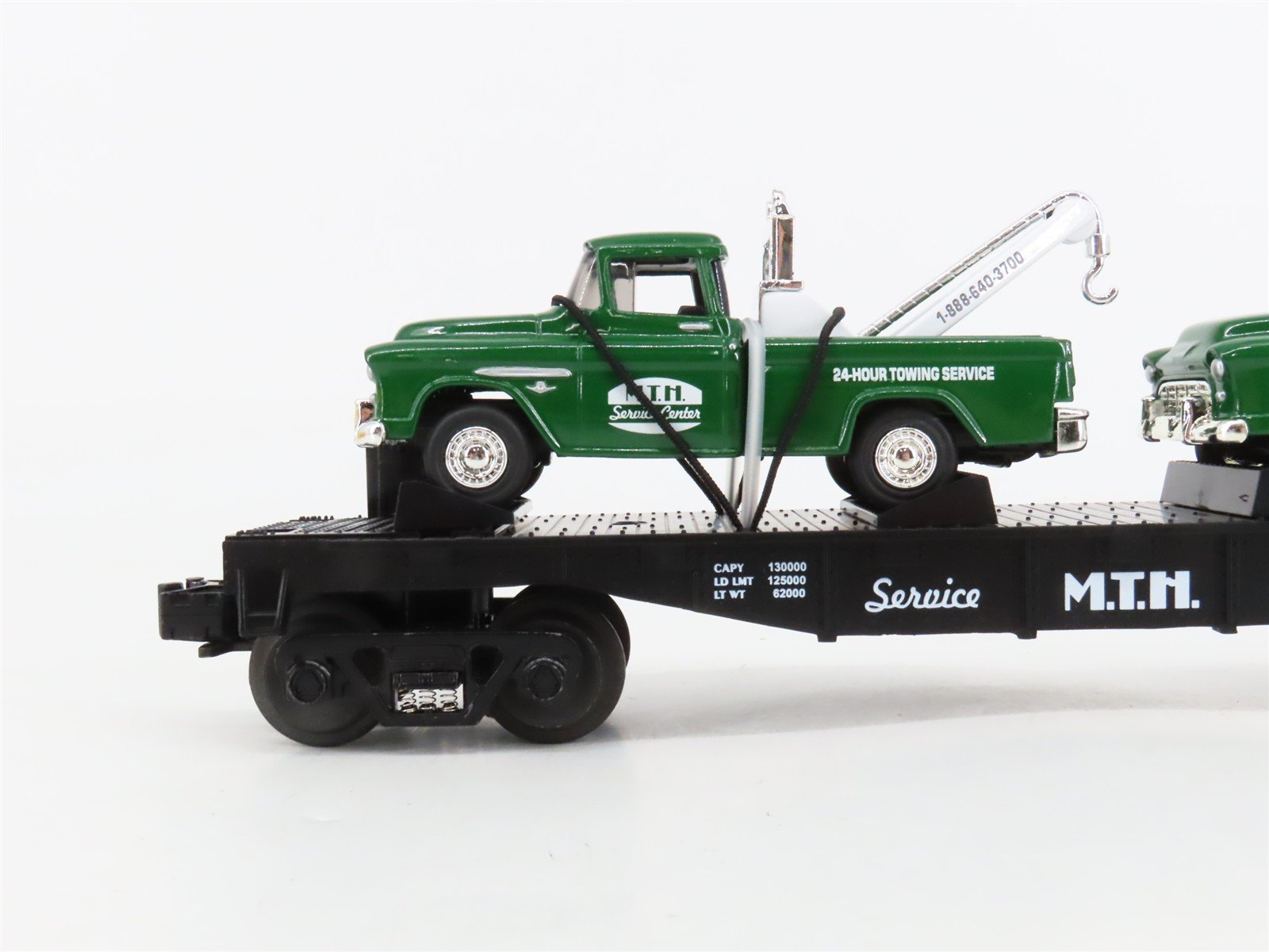 O27 3-Rail MTH RailKing 30-7615 Service Center Flat Car 1955 w/Ertl '55 Wreckers