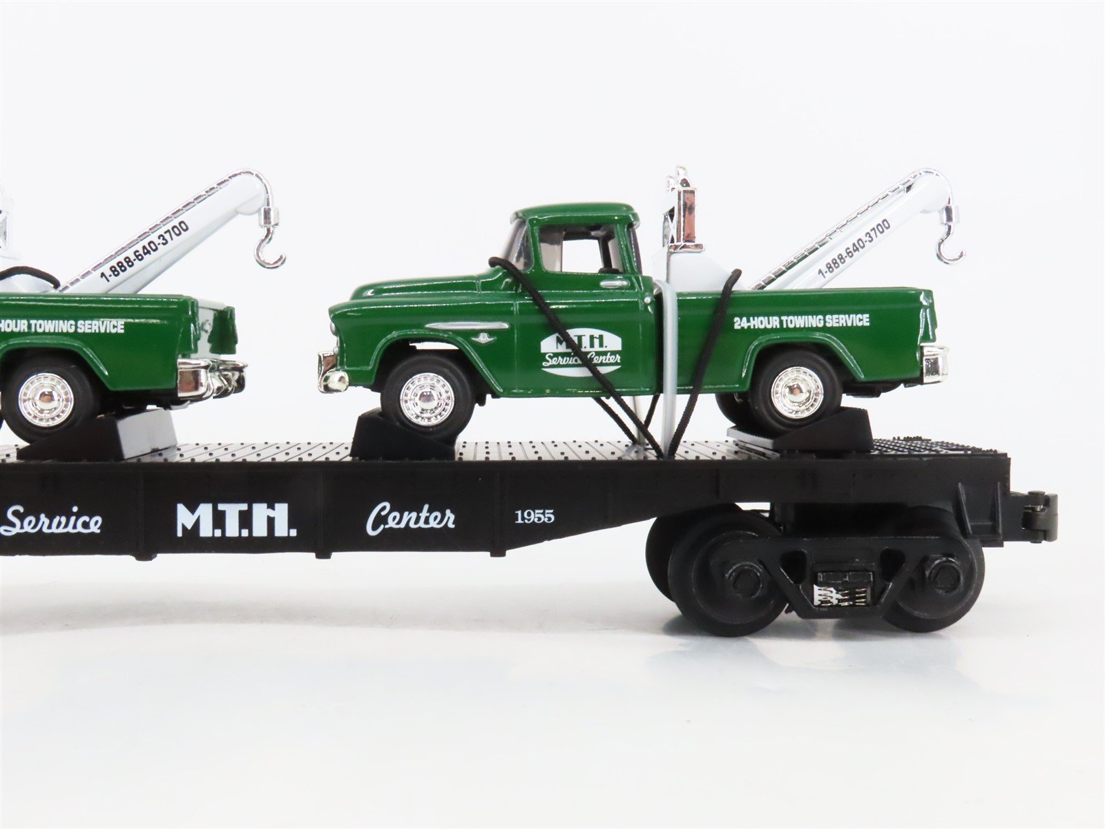 O27 3-Rail MTH RailKing 30-7615 Service Center Flat Car 1955 w/Ertl '55 Wreckers