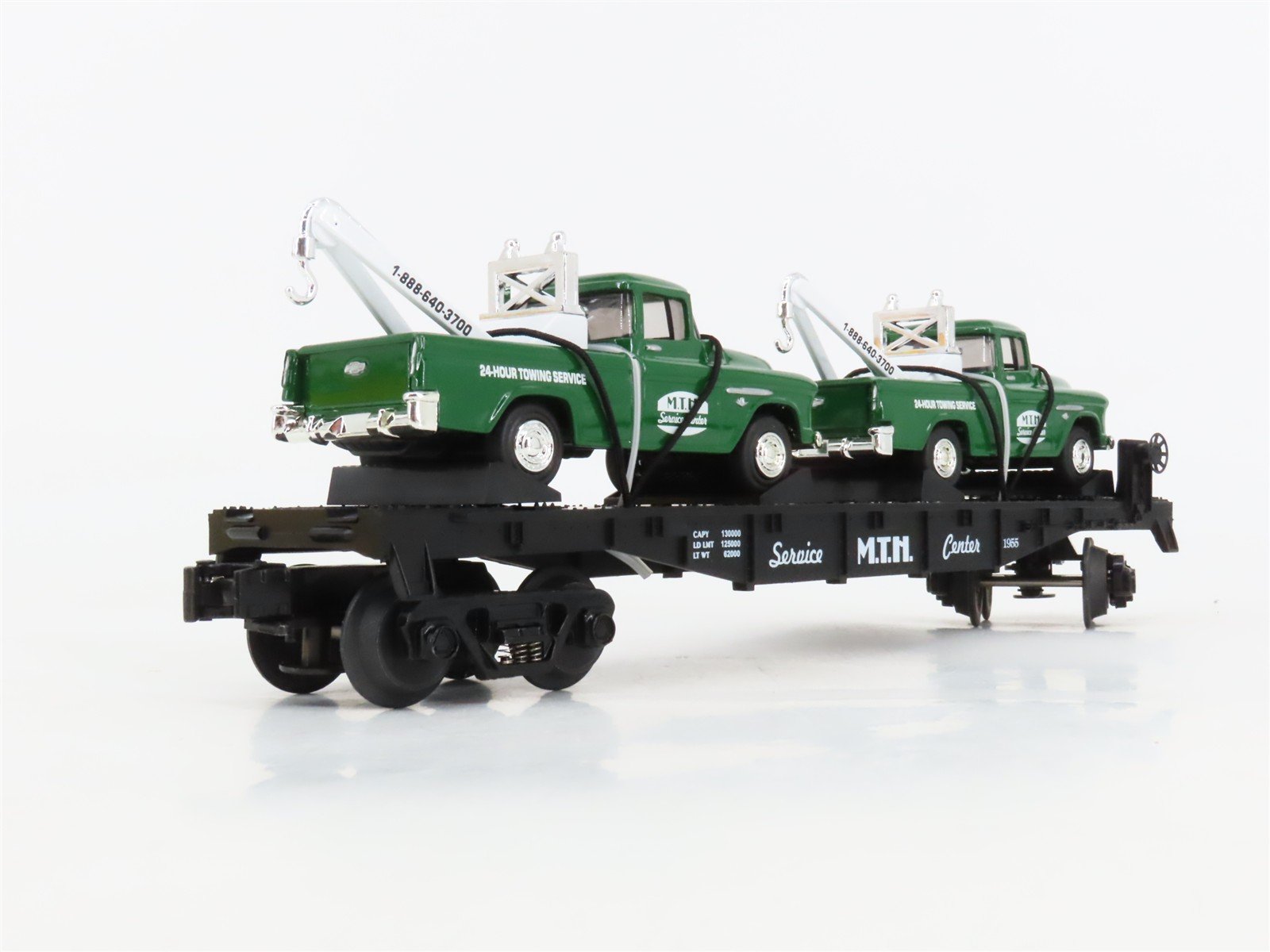 O27 3-Rail MTH RailKing 30-7615 Service Center Flat Car 1955 w/Ertl '55 Wreckers