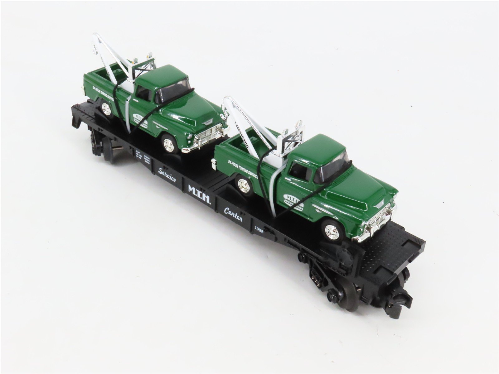 O27 3-Rail MTH RailKing 30-7615 Service Center Flat Car 1955 w/Ertl '55 Wreckers