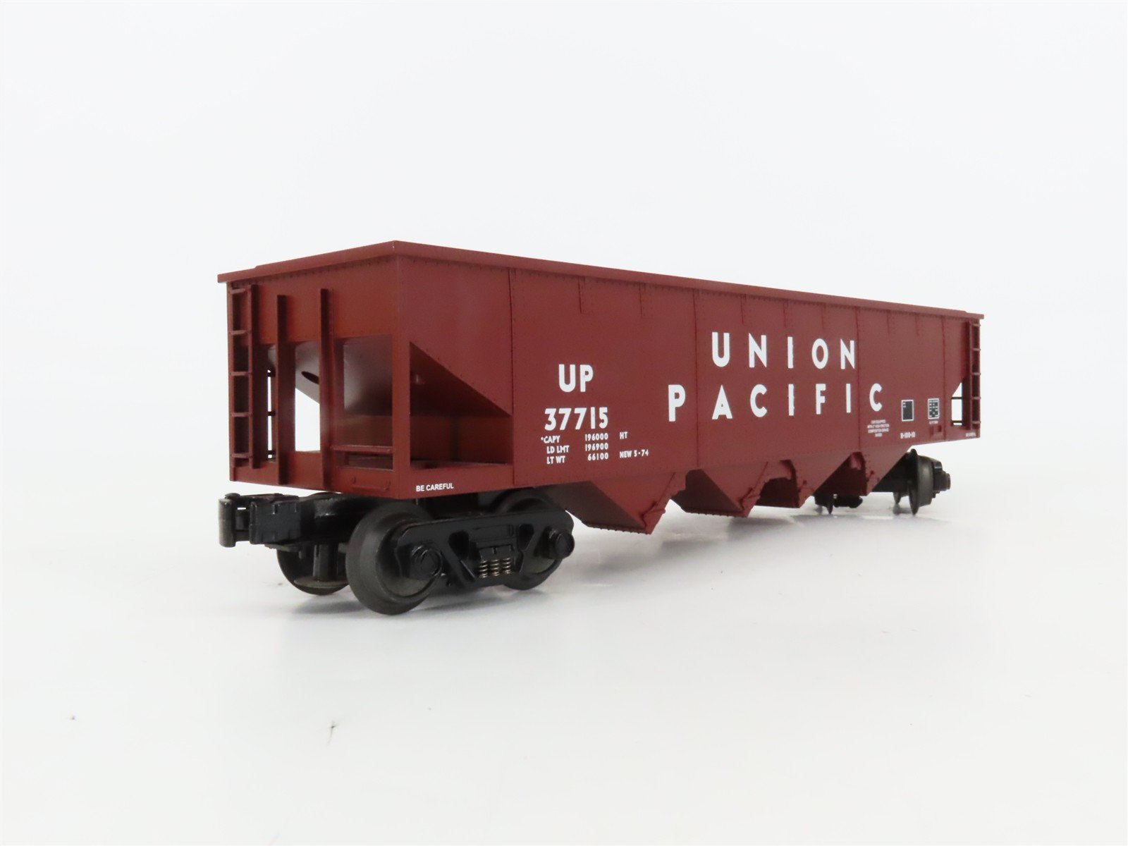 O27 3-Rail MTH RailKing 30-7538 UP 4-Bay Hopper #37715 w/ Operating Coal Load
