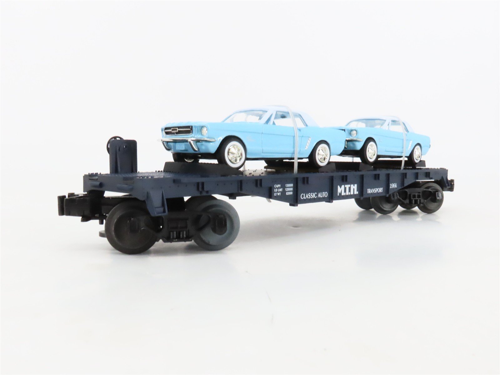 O27 Gauge 3-Rail MTH RailKing 30-7617 Flat Car #1957 w/ Ertl '64 Mustangs