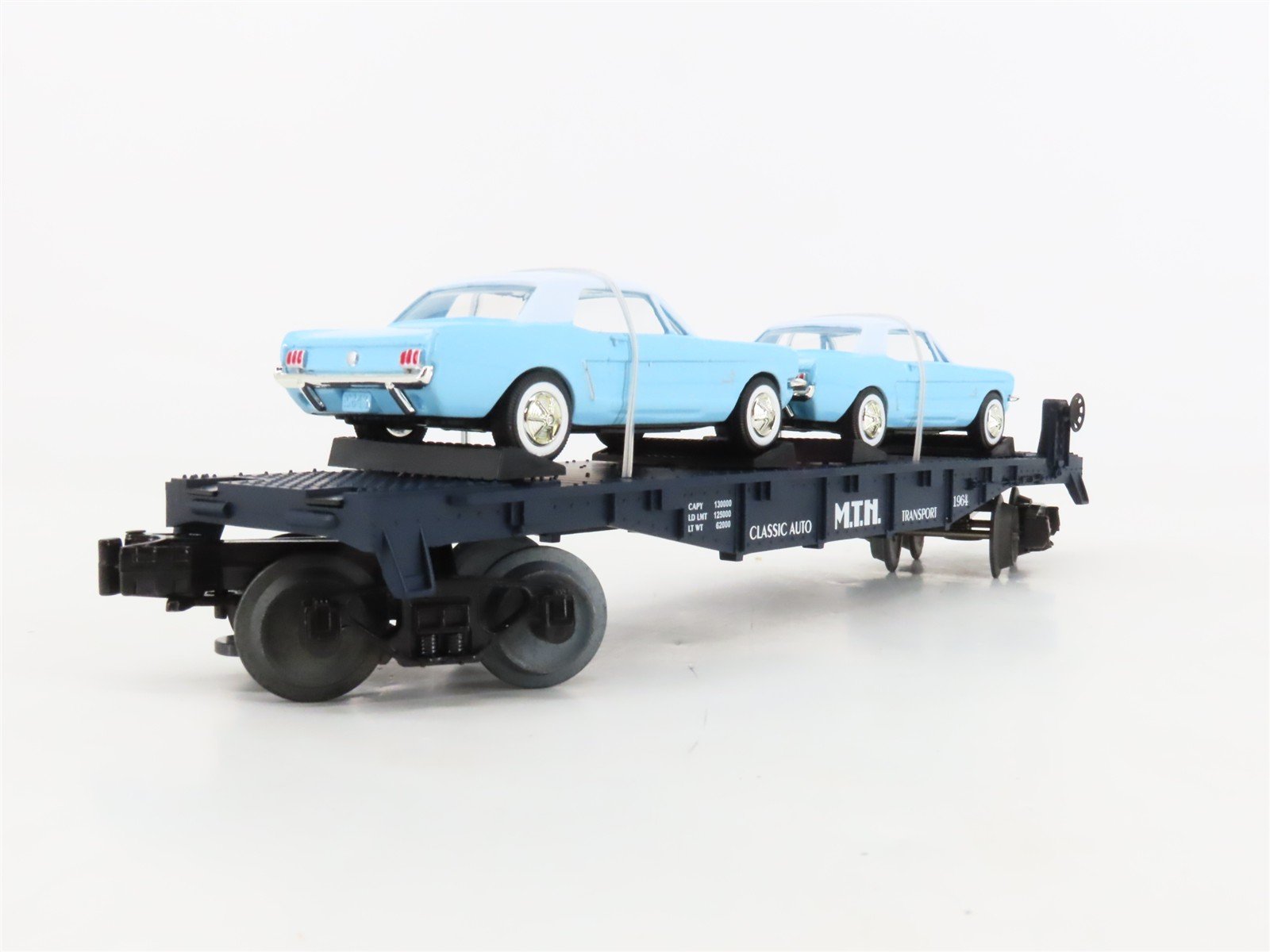 O27 Gauge 3-Rail MTH RailKing 30-7617 Flat Car #1957 w/ Ertl '64 Mustangs