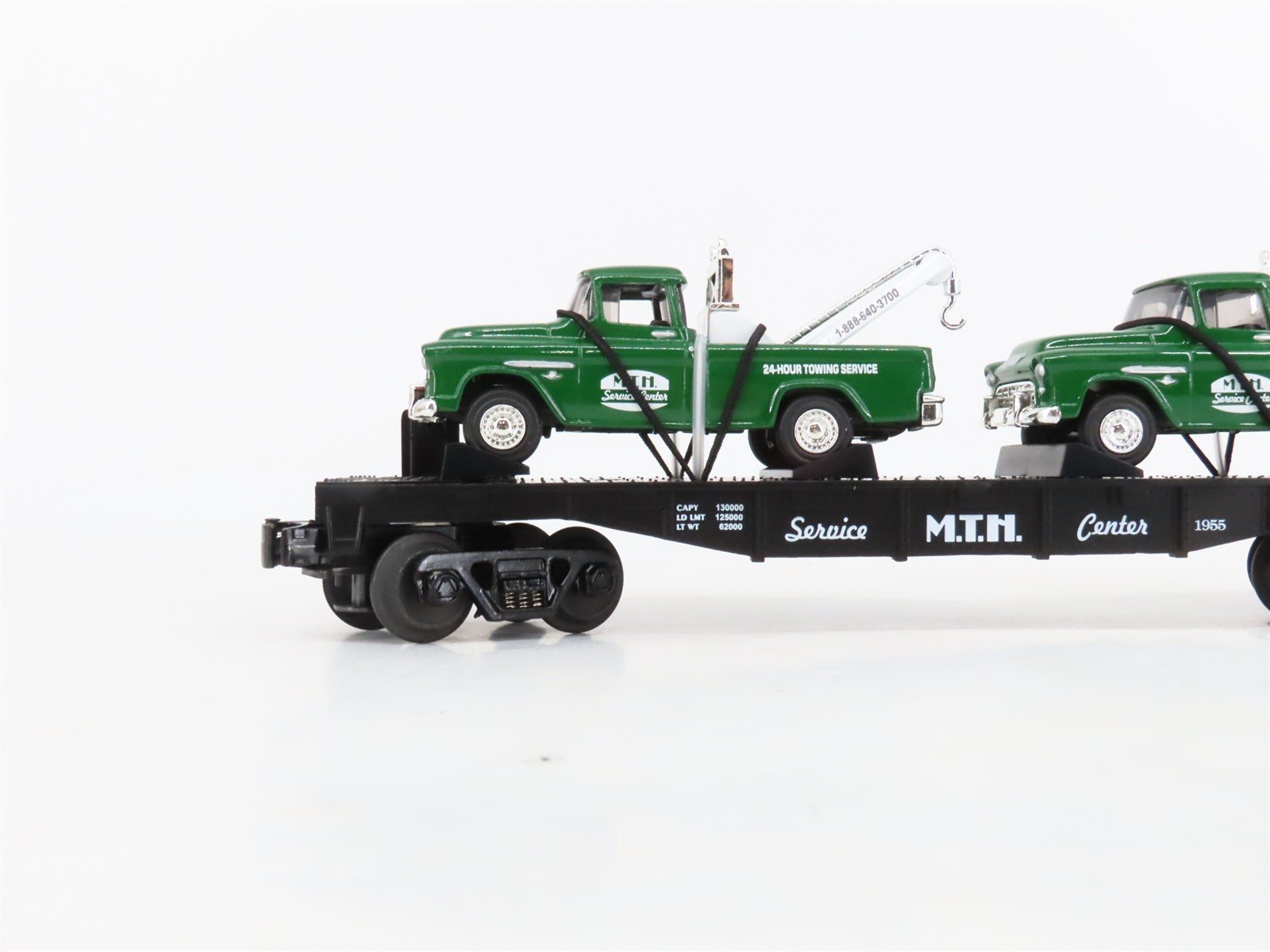 O27 3-Rail MTH RailKing 30-7615 Service Center Flat Car 1955 w/Ertl '55 Wreckers