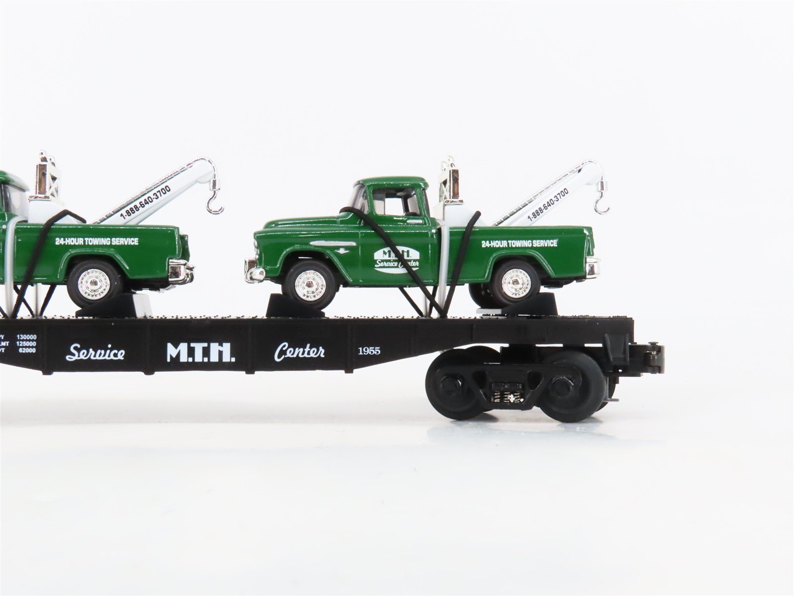 O27 3-Rail MTH RailKing 30-7615 Service Center Flat Car 1955 w/Ertl '55 Wreckers
