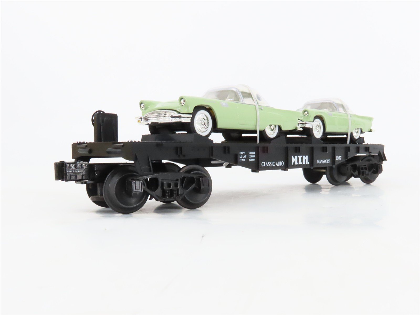 O27 Gauge 3-Rail MTH RailKing 30-7613 Classic Auto Flat Car #1957 w/ T-Birds