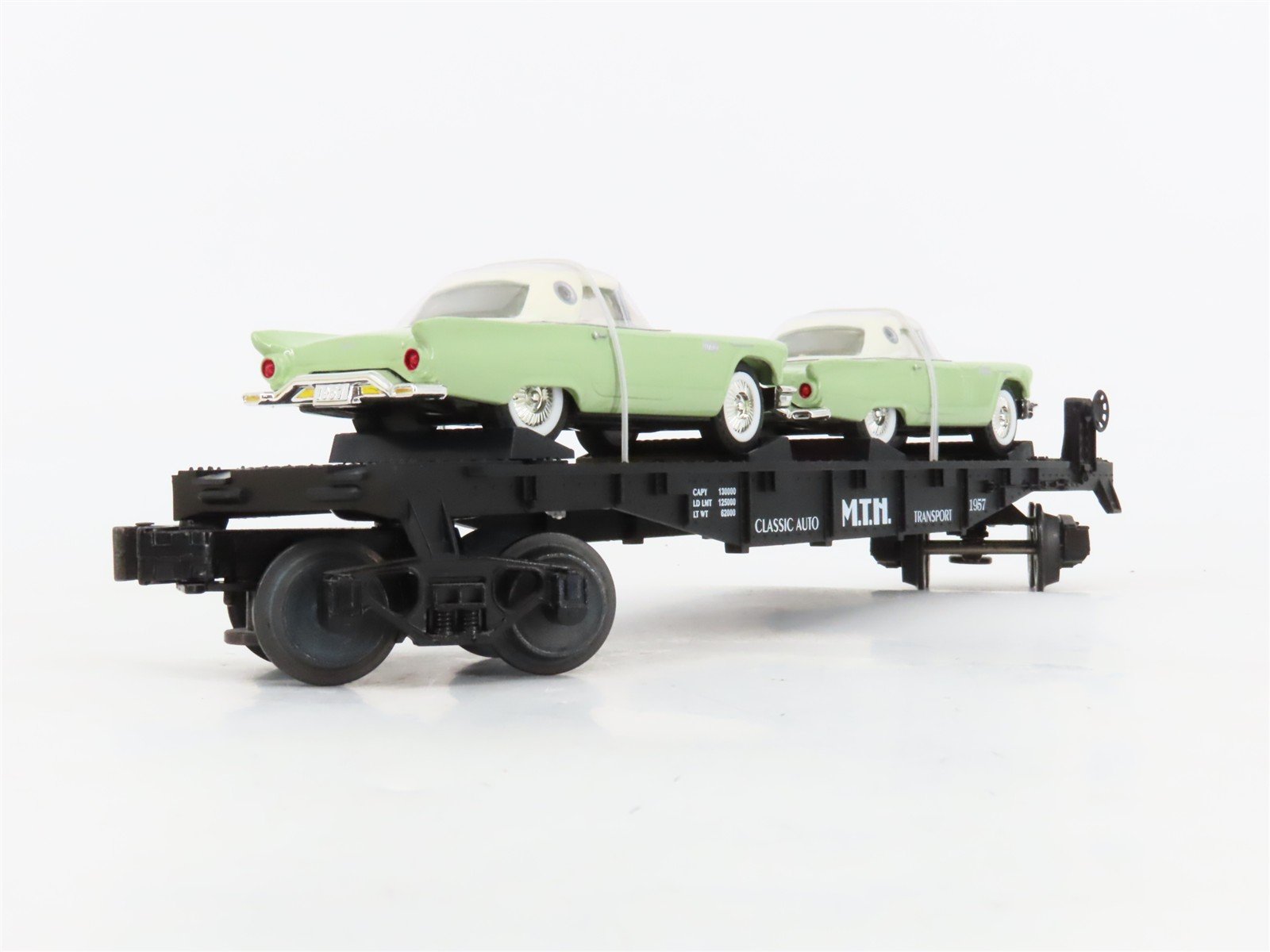 O27 Gauge 3-Rail MTH RailKing 30-7613 Classic Auto Flat Car #1957 w/ T-Birds
