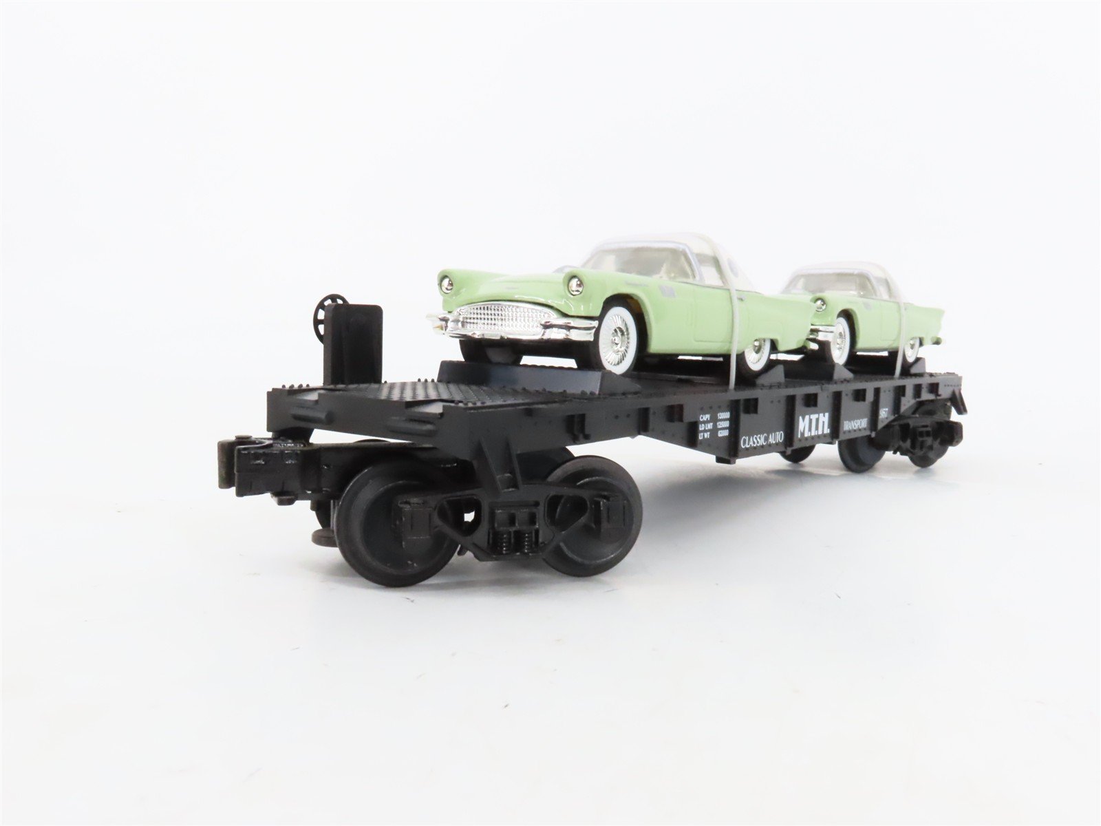 O27 Gauge 3-Rail MTH RailKing 30-7613 Classic Auto Flat Car #1957 w/ T-Birds