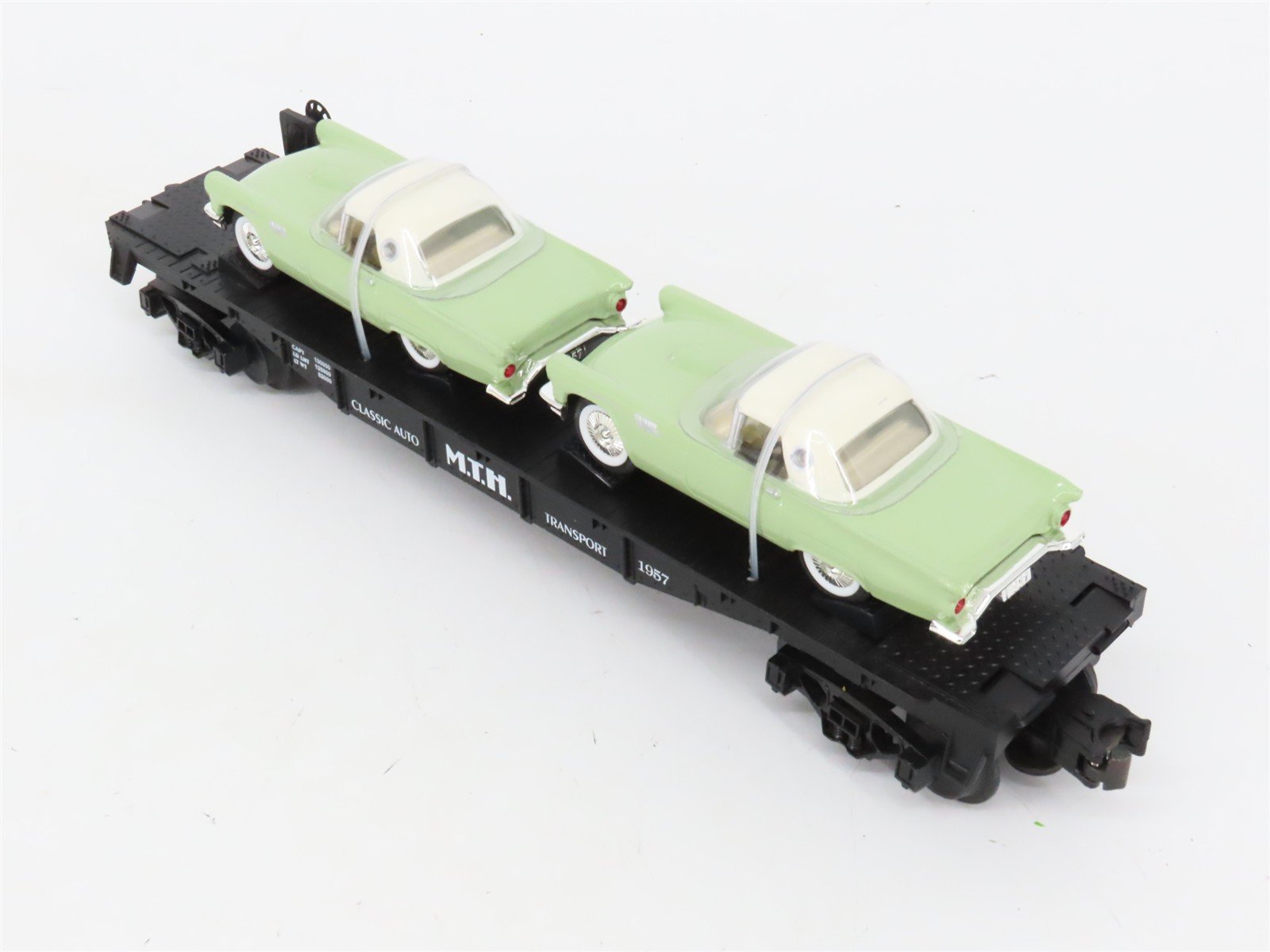O27 Gauge 3-Rail MTH RailKing 30-7613 Classic Auto Flat Car #1957 w/ T-Birds