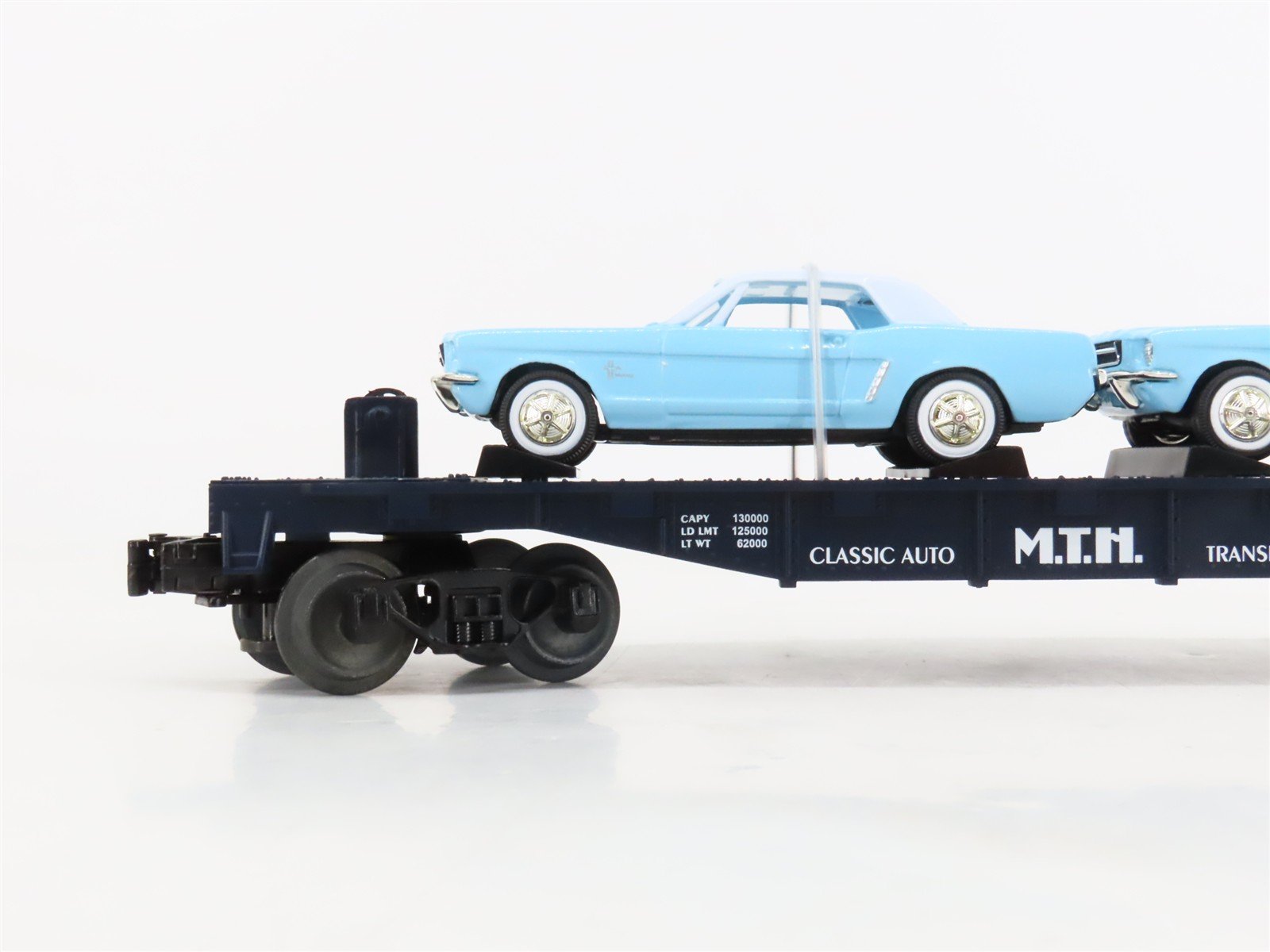 O27 Gauge 3-Rail MTH RailKing 30-7617 Flat Car #1964 w/ Ertl '64 Mustangs