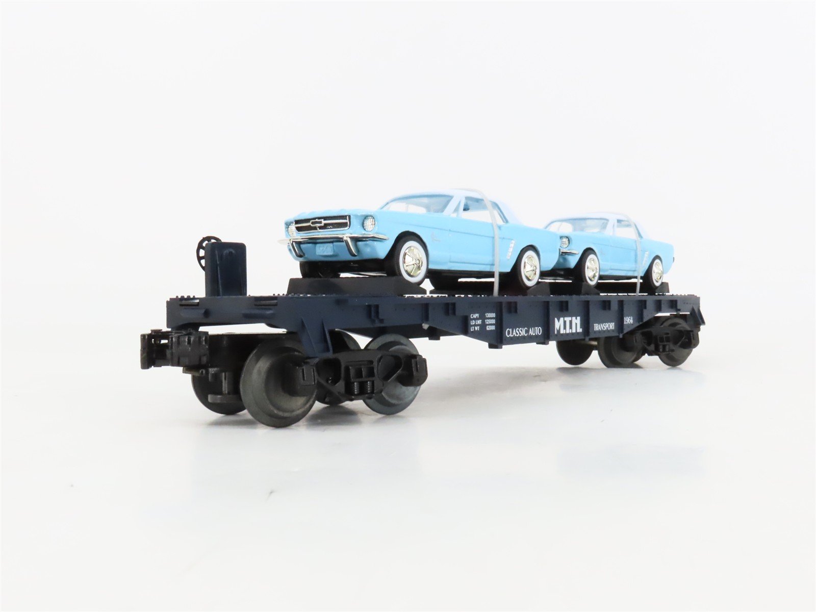 O27 Gauge 3-Rail MTH RailKing 30-7617 Flat Car #1964 w/ Ertl '64 Mustangs