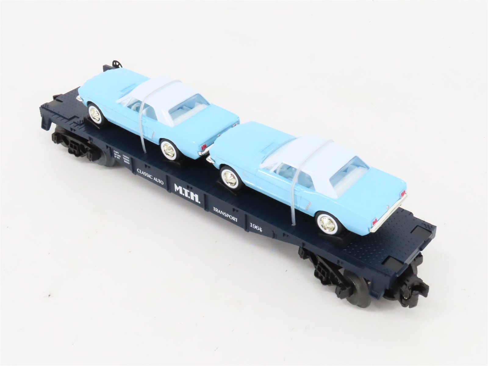 O27 Gauge 3-Rail MTH RailKing 30-7617 Flat Car #1964 w/ Ertl '64 Mustangs