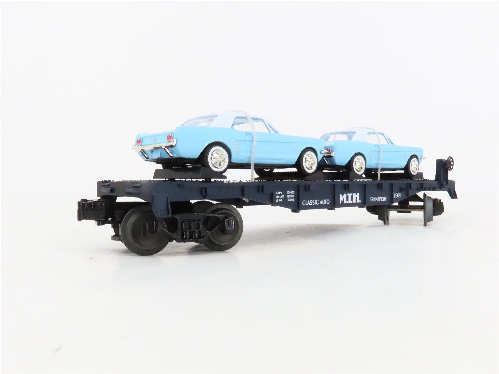 O27 Gauge 3-Rail MTH RailKing 30-7617 Flat Car #1964 w/ Ertl '64 Mustangs