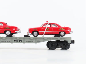 O27 3-Rail MTH RailKing 30-7623 Classic Auto Flat Car #1949 w/ Ertl Fire Cars