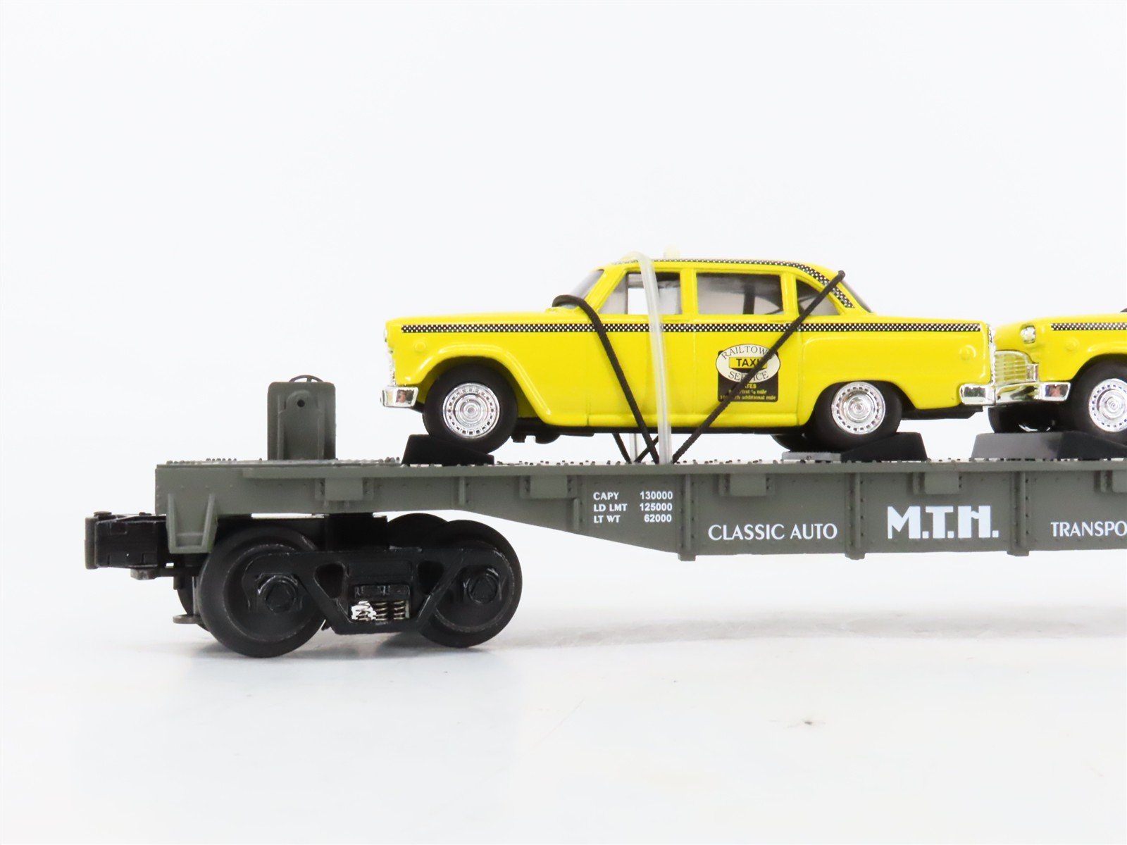 O27 Gauge 3-Rail MTH RailKing 30-7625 Classic Auto Flat Car w/ Ertl '59 Taxis