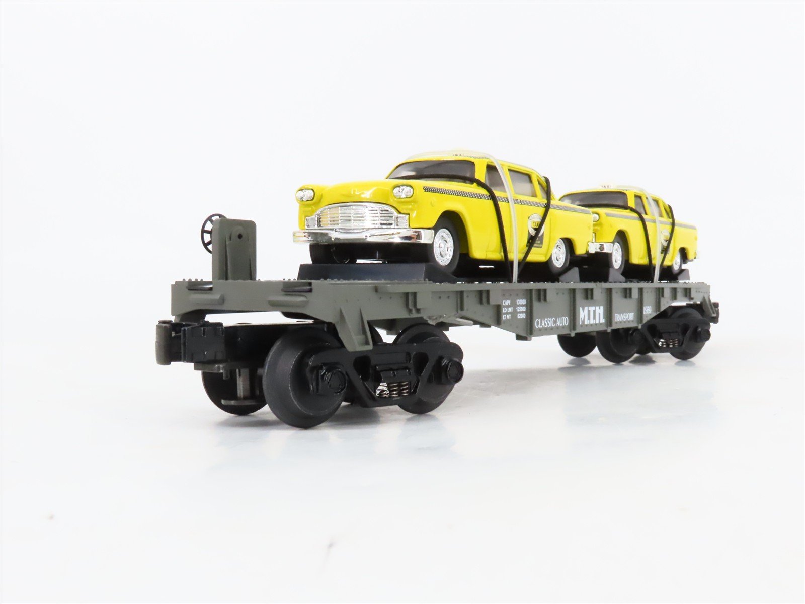 O27 Gauge 3-Rail MTH RailKing 30-7625 Classic Auto Flat Car w/ Ertl '59 Taxis