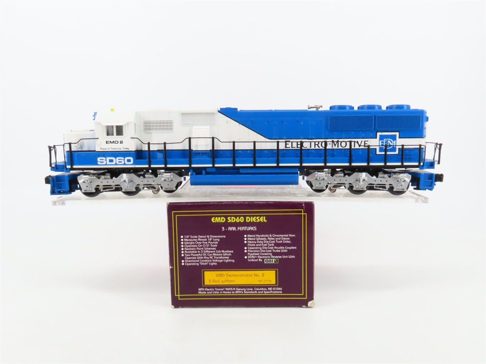 O Gauge 3-Rail MTH MT-2119L EMD Demonstrator SD60 Diesel Locomotive #EMD2