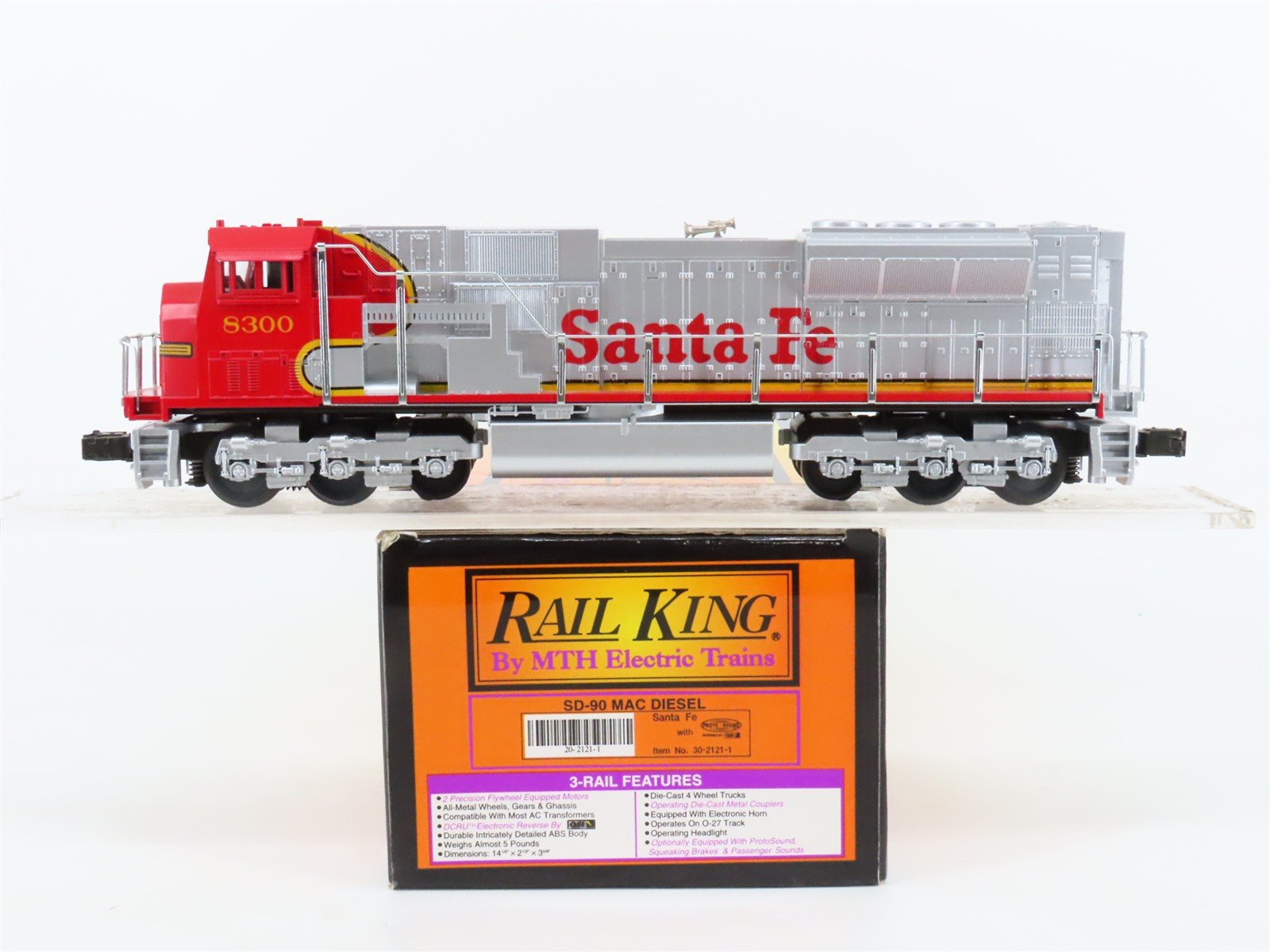 O Gauge 3-Rail MTH 30-2121-1 ATSF Santa Fe SD90MAC Diesel Locomotive #8300