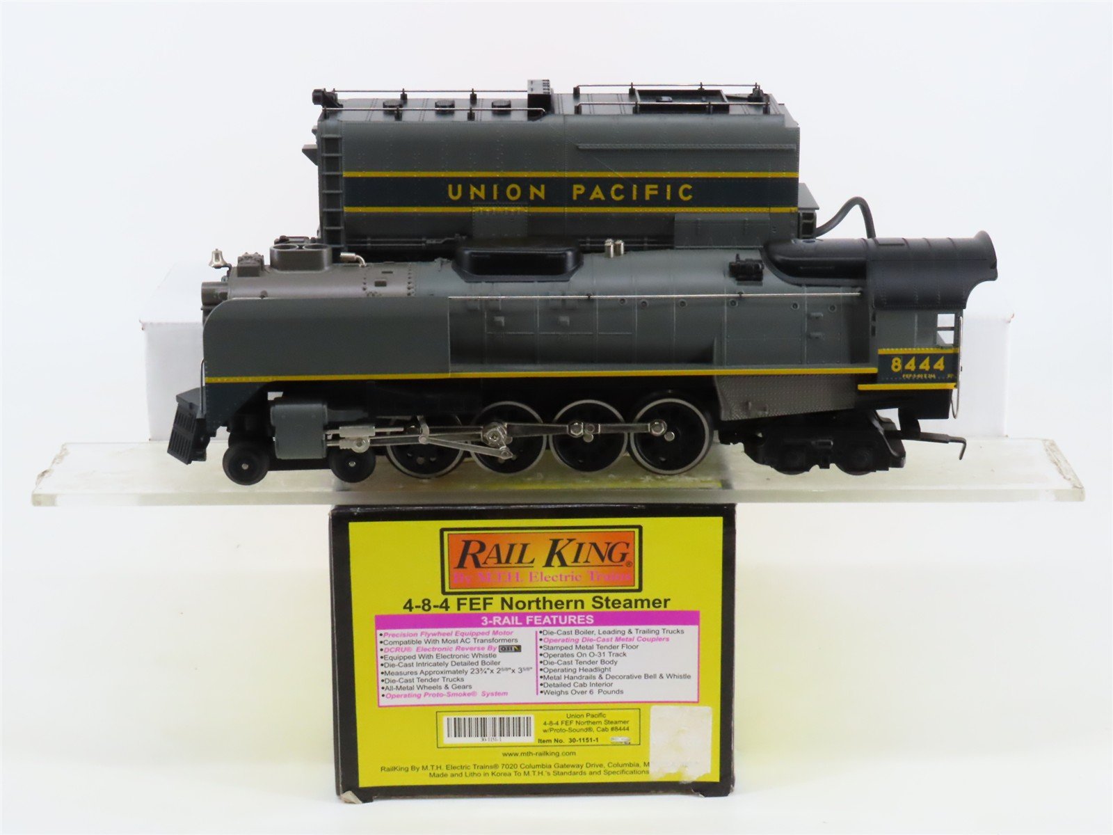 O Gauge 3-Rail MTH RailKing 30-1151-1 UP 4-8-4 FEF Northern Steam #8444 w/ Sound