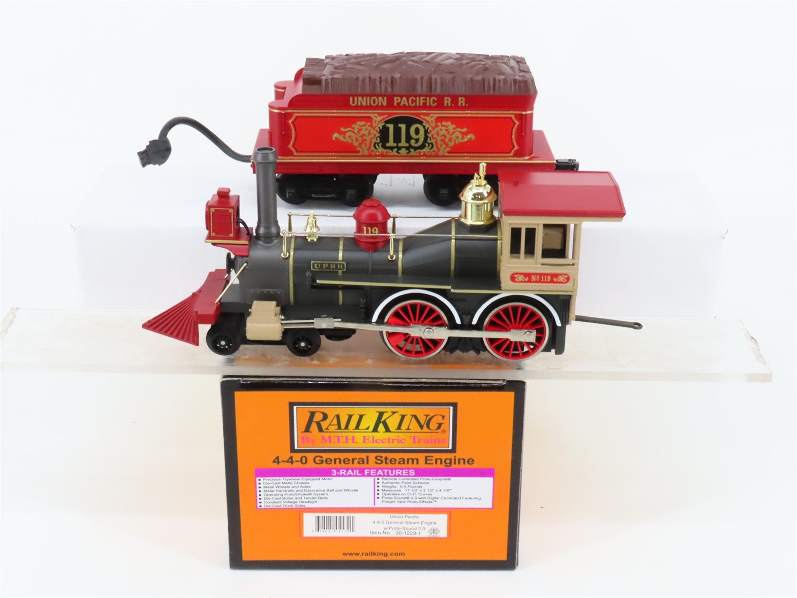 O Gauge 3-Rail MTH RailKing 30-1229-1 UP 4-4-0 General Steam #119 - ProtoSound2