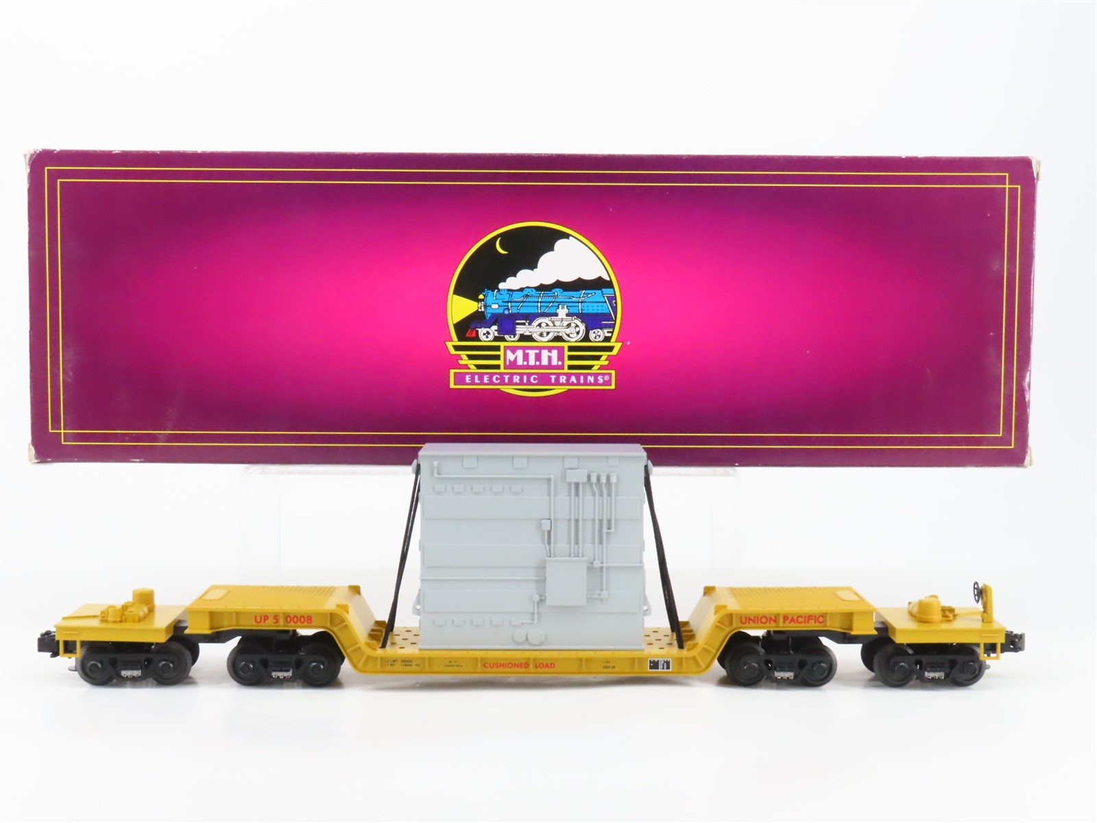 O Gauge 3-Rail MTH 20-98106 UP Union Pacific 75' Flat Car #50008 w/ Transformer