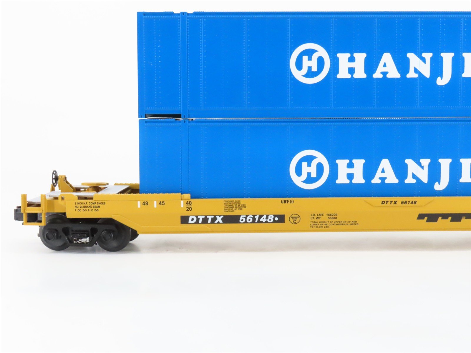 O 3-Rail MTH 20-95004 DTTX Trailer Train Husky Stack Car #56148 w/ 2 Containers