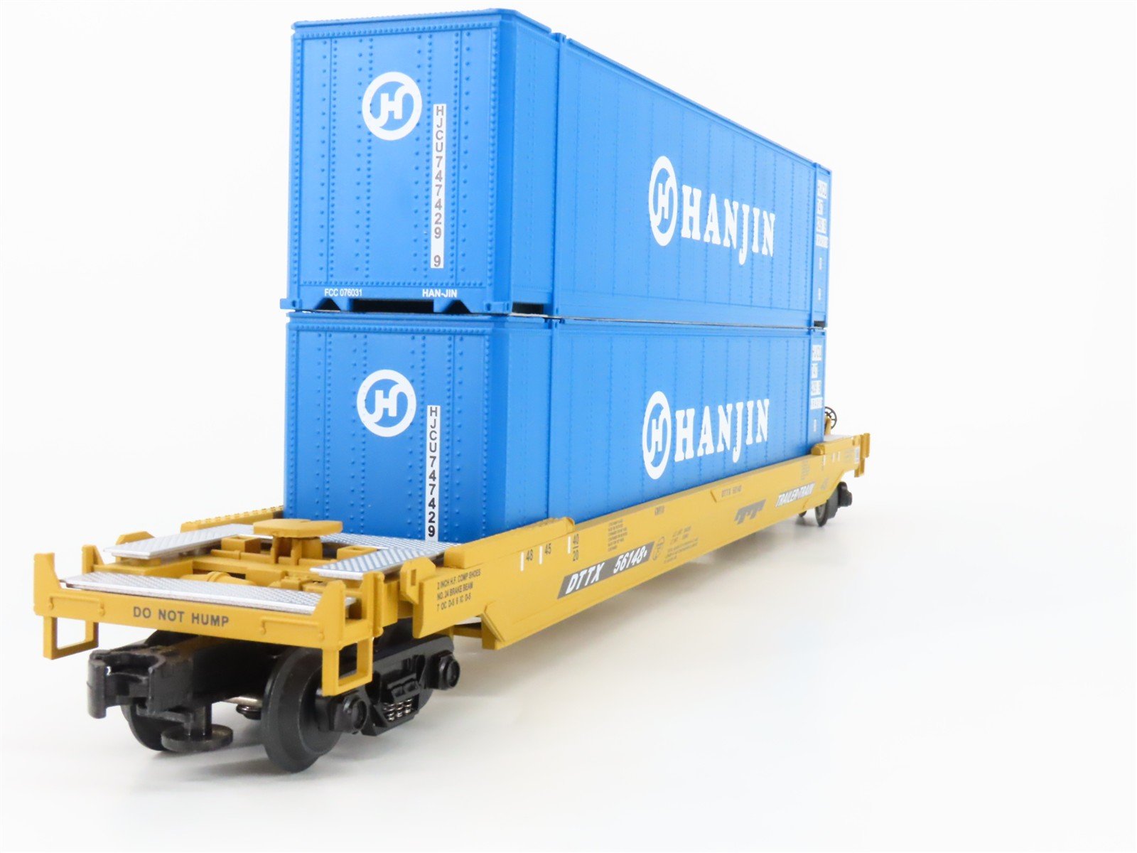 O 3-Rail MTH 20-95004 DTTX Trailer Train Husky Stack Car #56148 w/ 2 Containers
