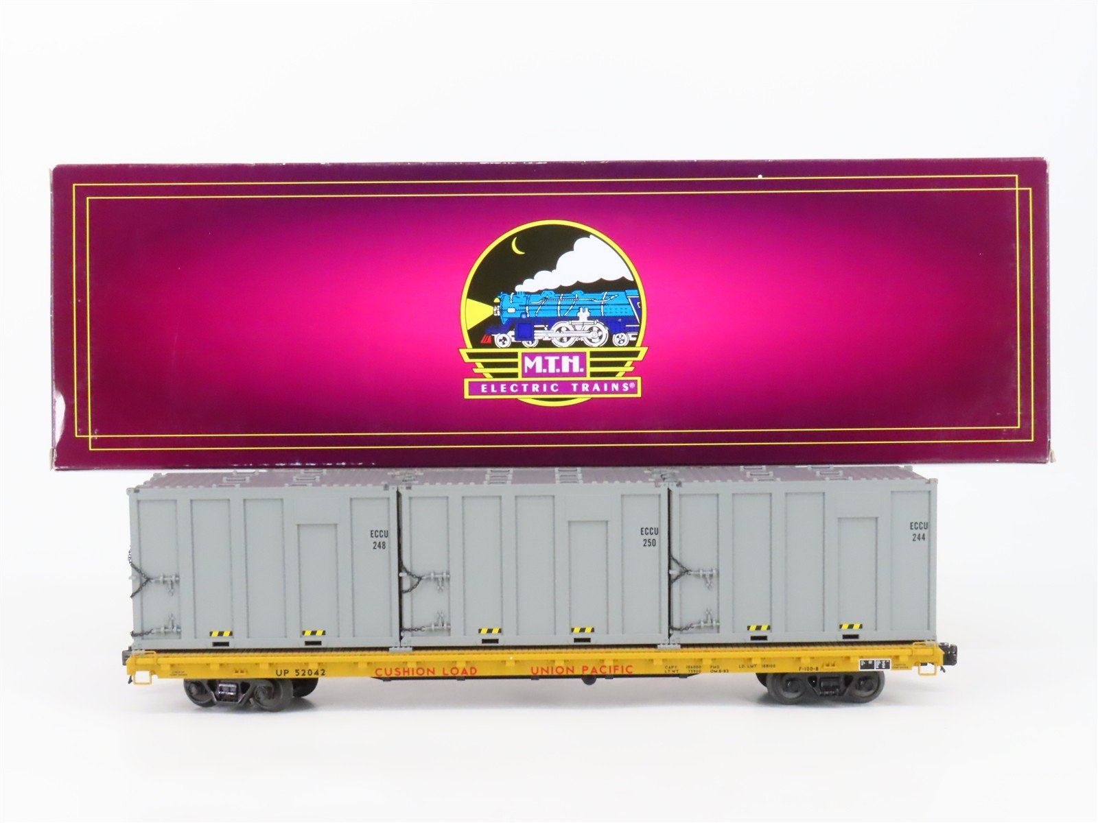 O Gauge 3-Rail MTH 20-98888 UP Union Pacific Flat Car #52042 w/ Trash Containers