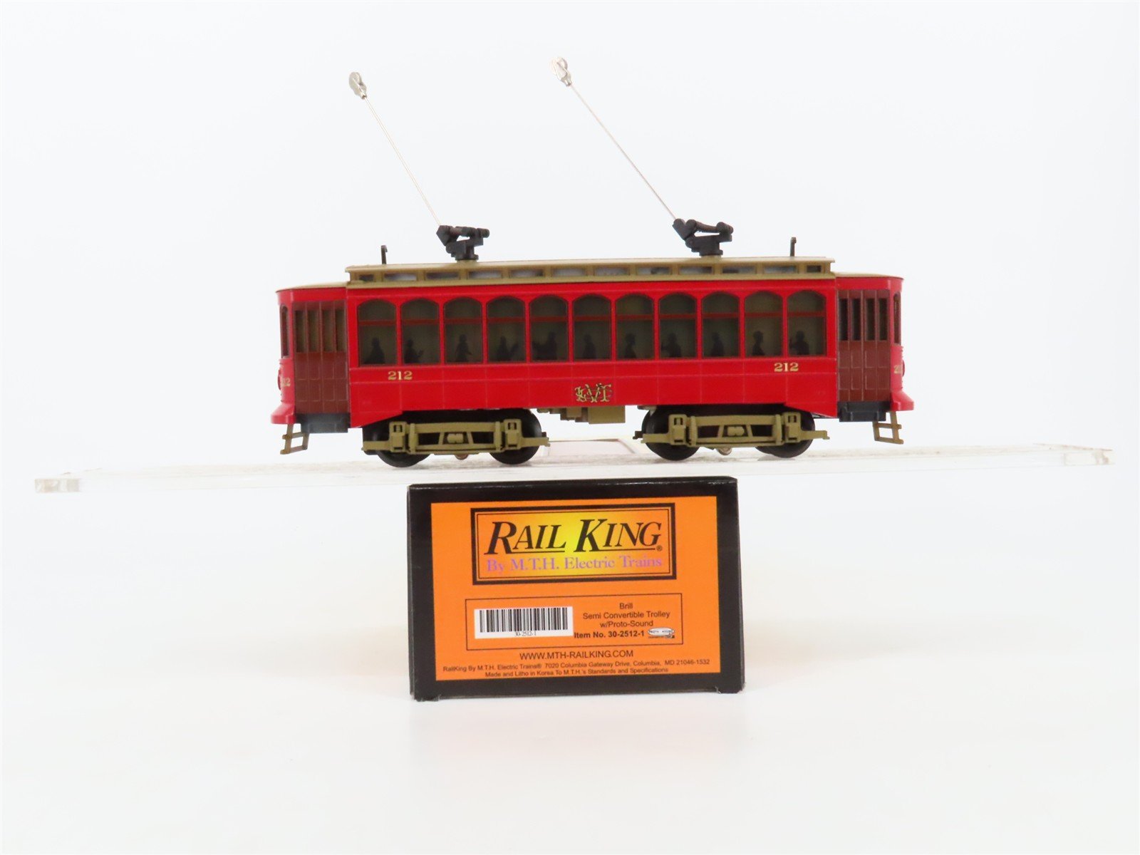 O 3-Rail MTH 30-2512-1 Brill Semi Convertible Electric Trolley #212 w/Sound