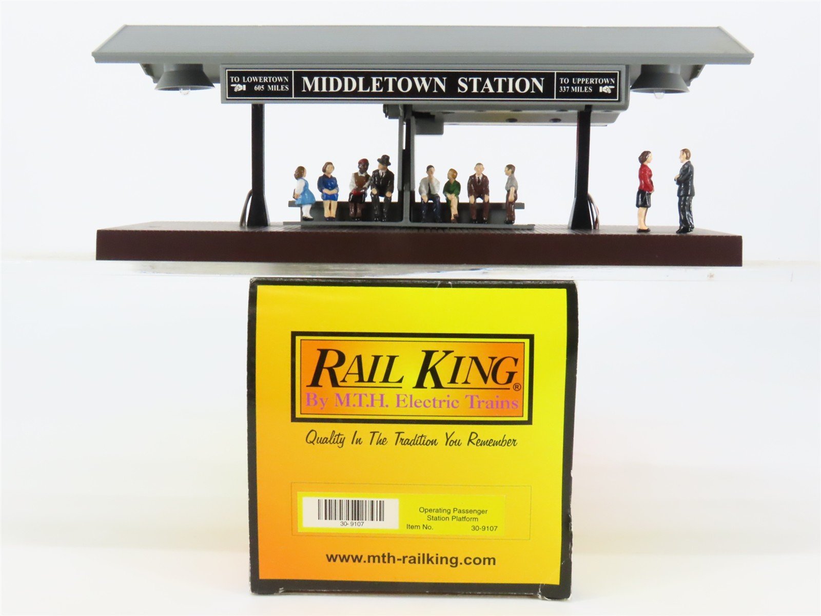 O 1/48 MTH Rail King 30-9107 Operating Passenger Station Platform w/ Figures