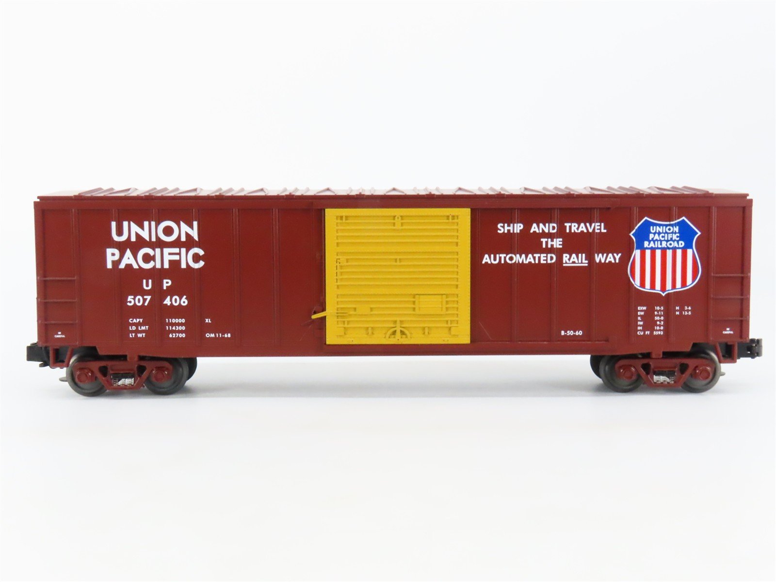O Gauge 3-Rail MTH UP Union Pacific Railroad Single Door Box Car #507406