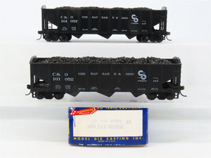 LOT of 2 HO Scale Roundhouse 1499 C&O Progress 3-Bay Hopper w/ Load - Upgraded