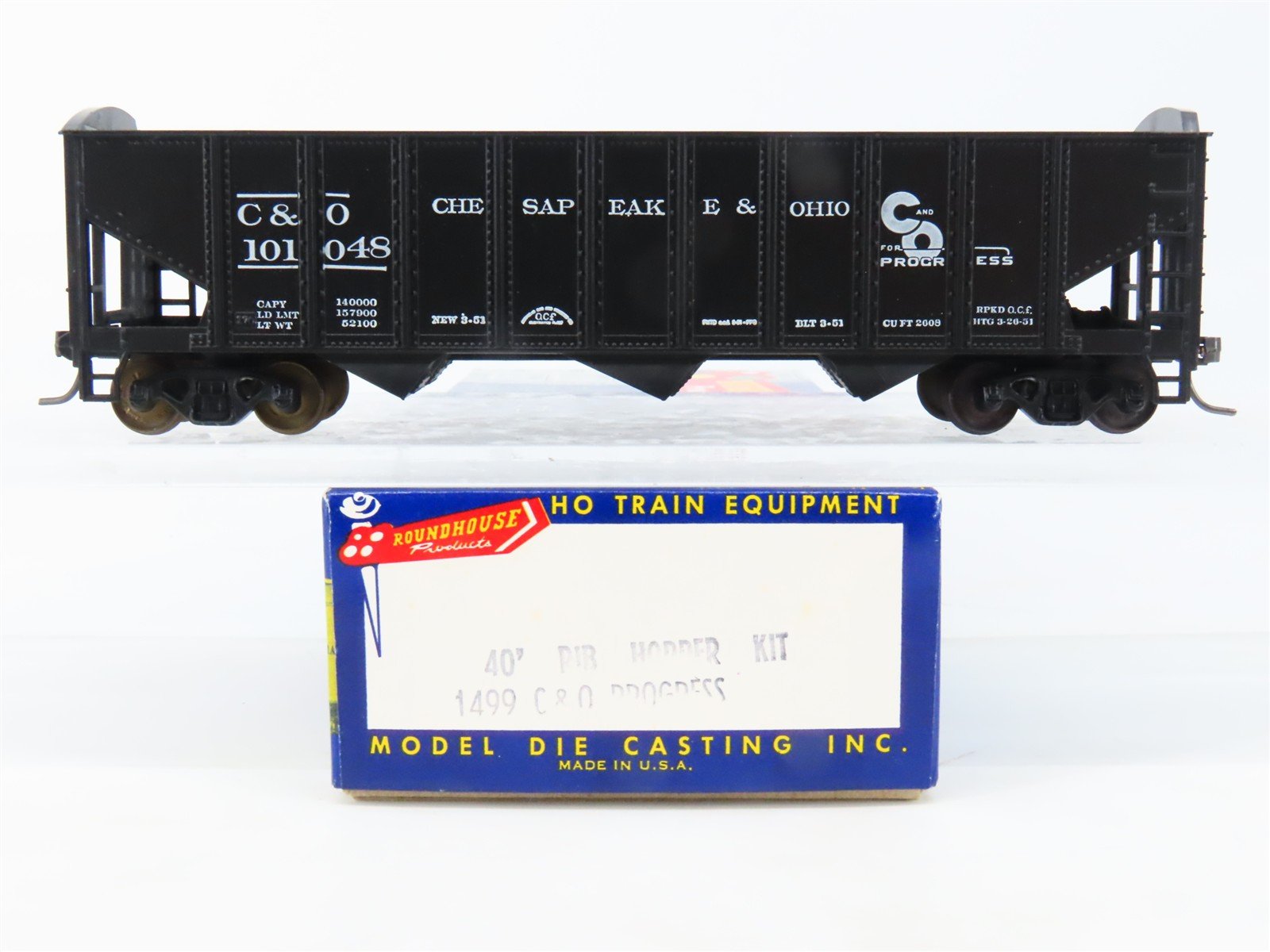 HO Scale Roundhouse 1499 C&O Progress 3-Bay Open Hopper #101048 - Upgraded